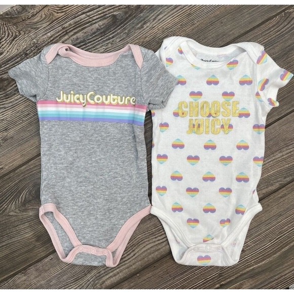 Juicy Couture Other - Juicy Couture Infant Girl One Piece Bodysuit (Bundle of 2) 3/6 month Gray White